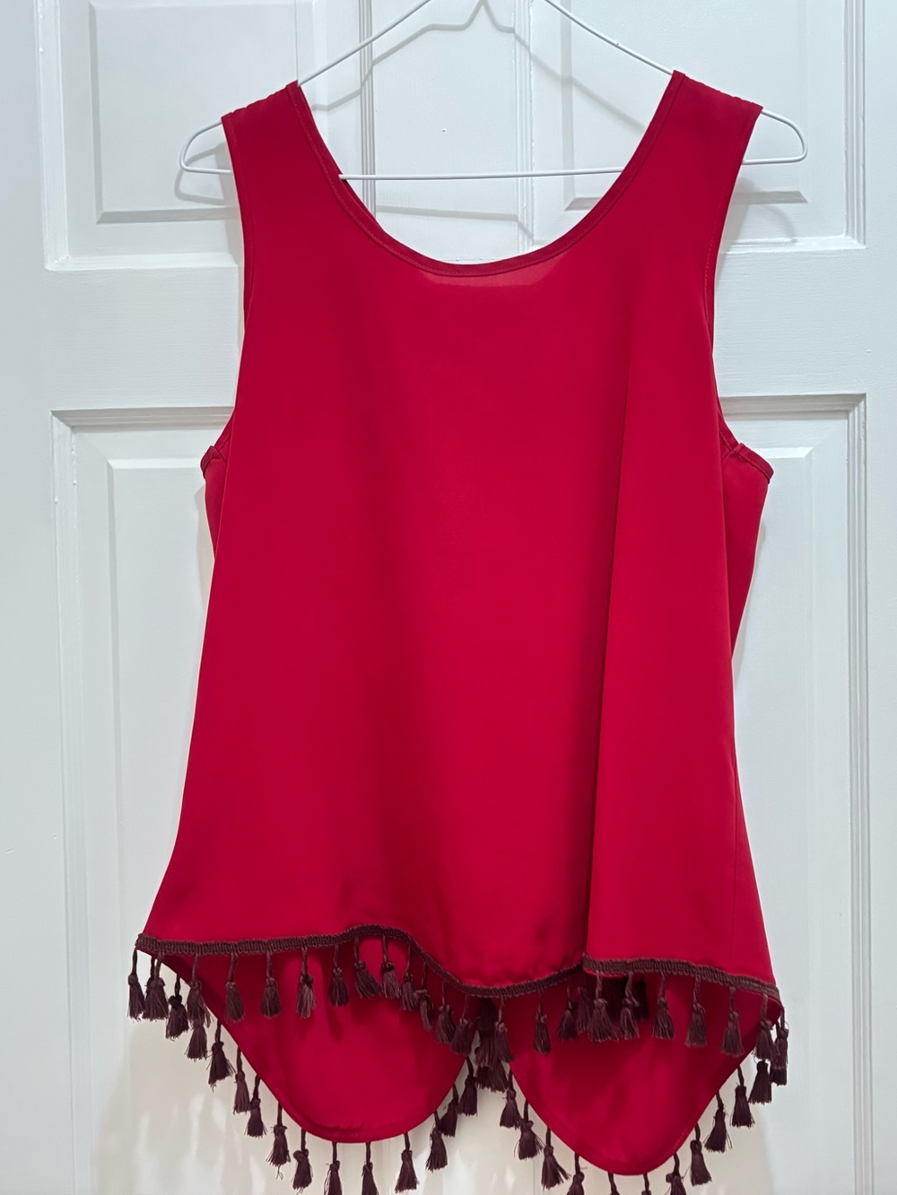 Cruel Girl Red flattering Tank Top with Tassel Hem lightweight flowy size medium